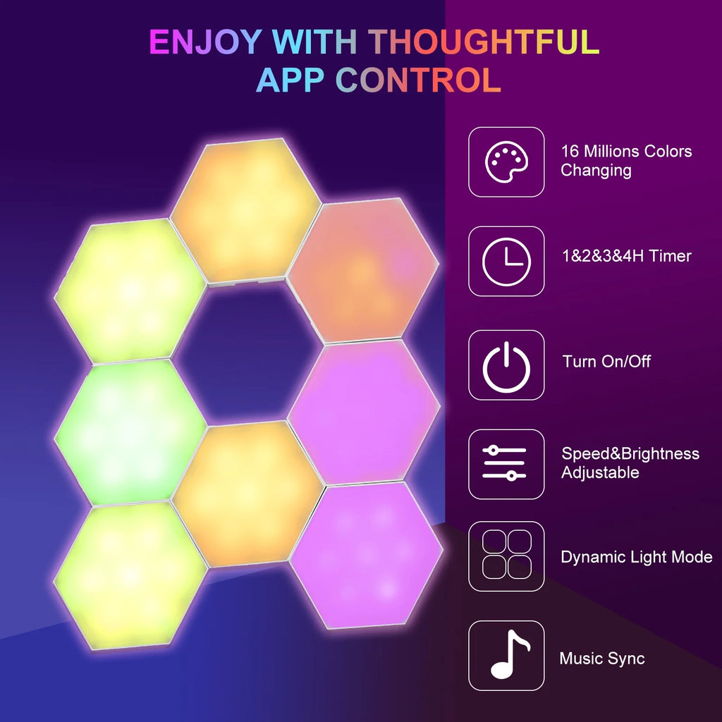 Hexagon Modular Design RGB LED Wall Light (8 Count)